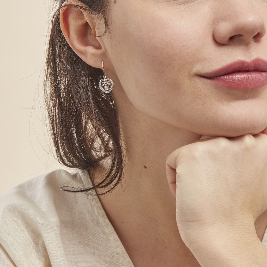 Boucles D'oreilles Pendantes Meliha Argent Blanc Oxyde De Zirconium