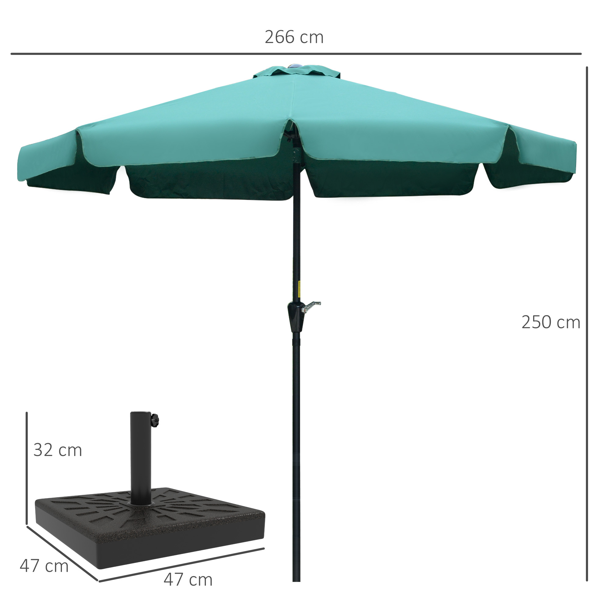 Conjunto de guarda-chuvas verdes Outsunny