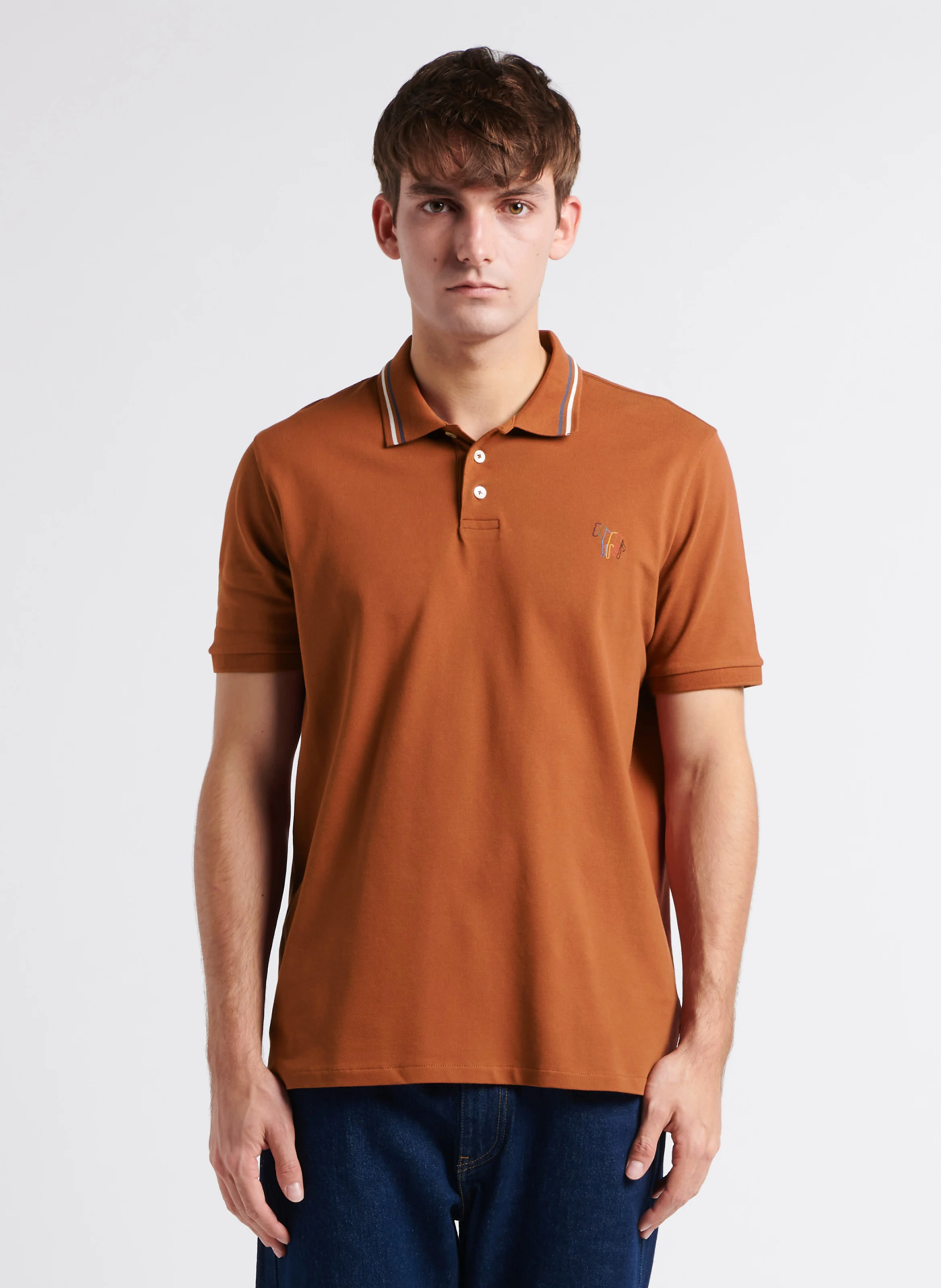 Polo droit en coton organique mélangé | Rouge