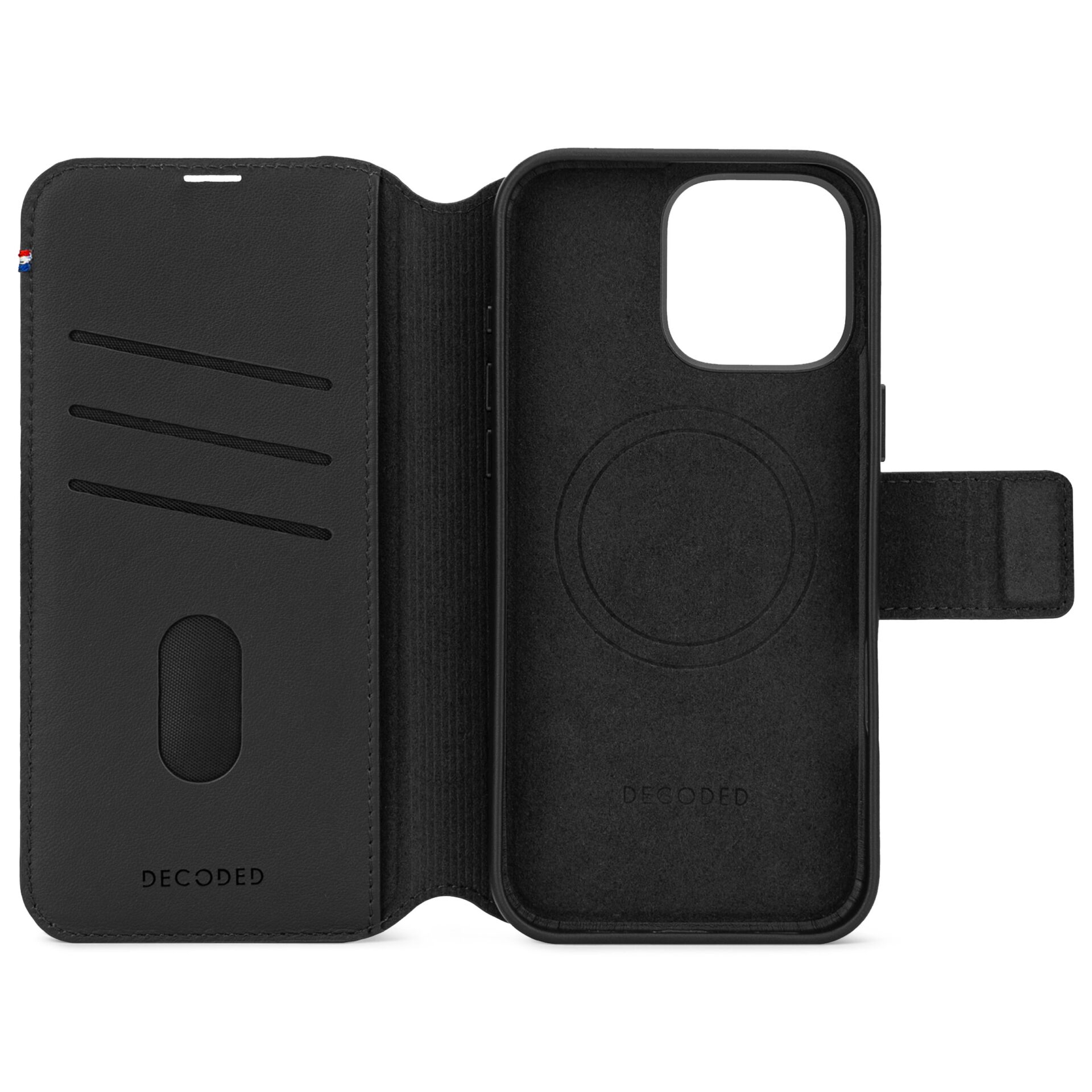 2in1 iPhone 16 Pro Max MagSafe Echtleder Magnet Wallet Case Tasche Flip Cover (D25IPO16PLDW5BK) - Schwarz
