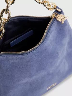 Bolsa transversal casual de camurça com alça de corrente