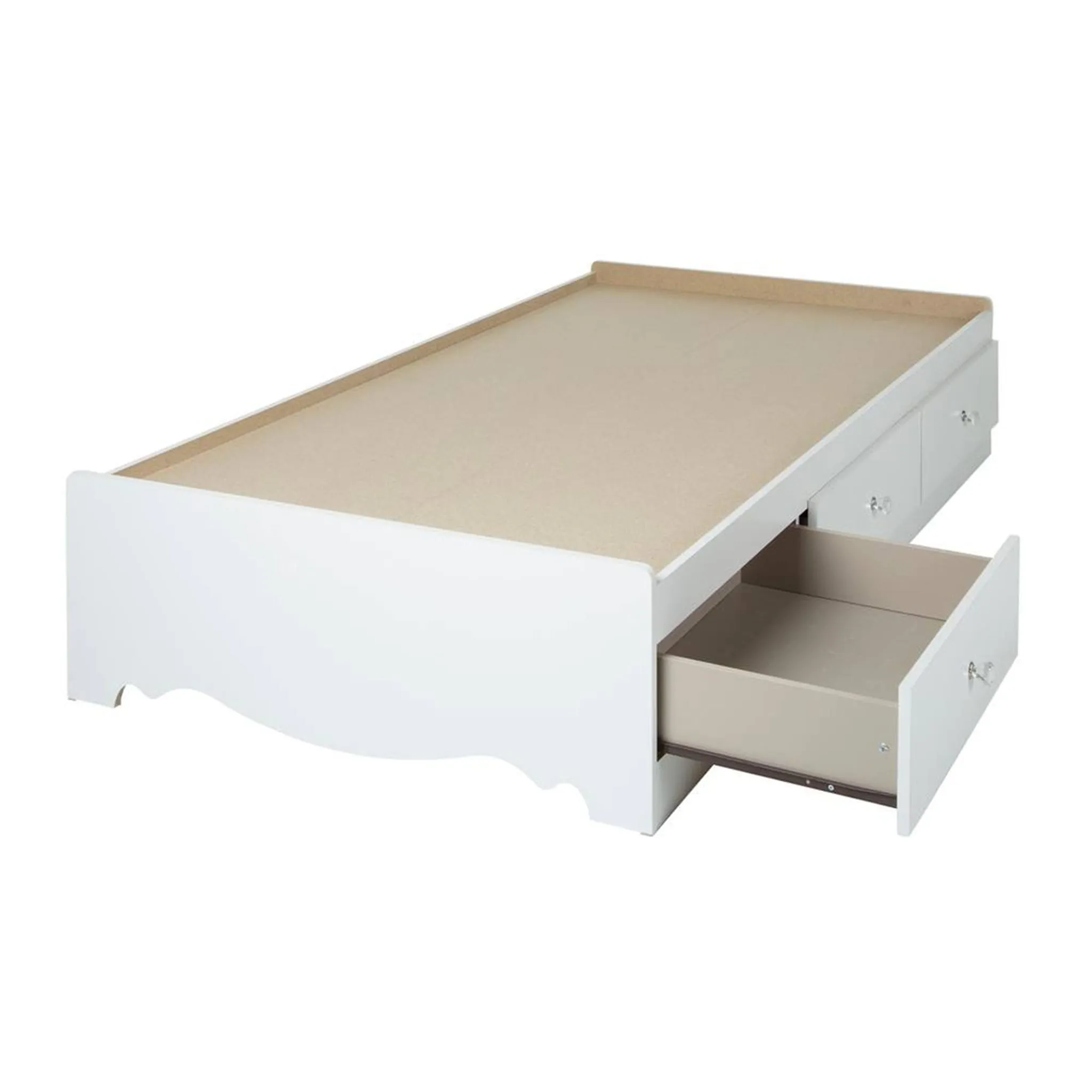 South Shore Lit Matelot Simple 3 Tiroirs Crystal - Blanc Solide