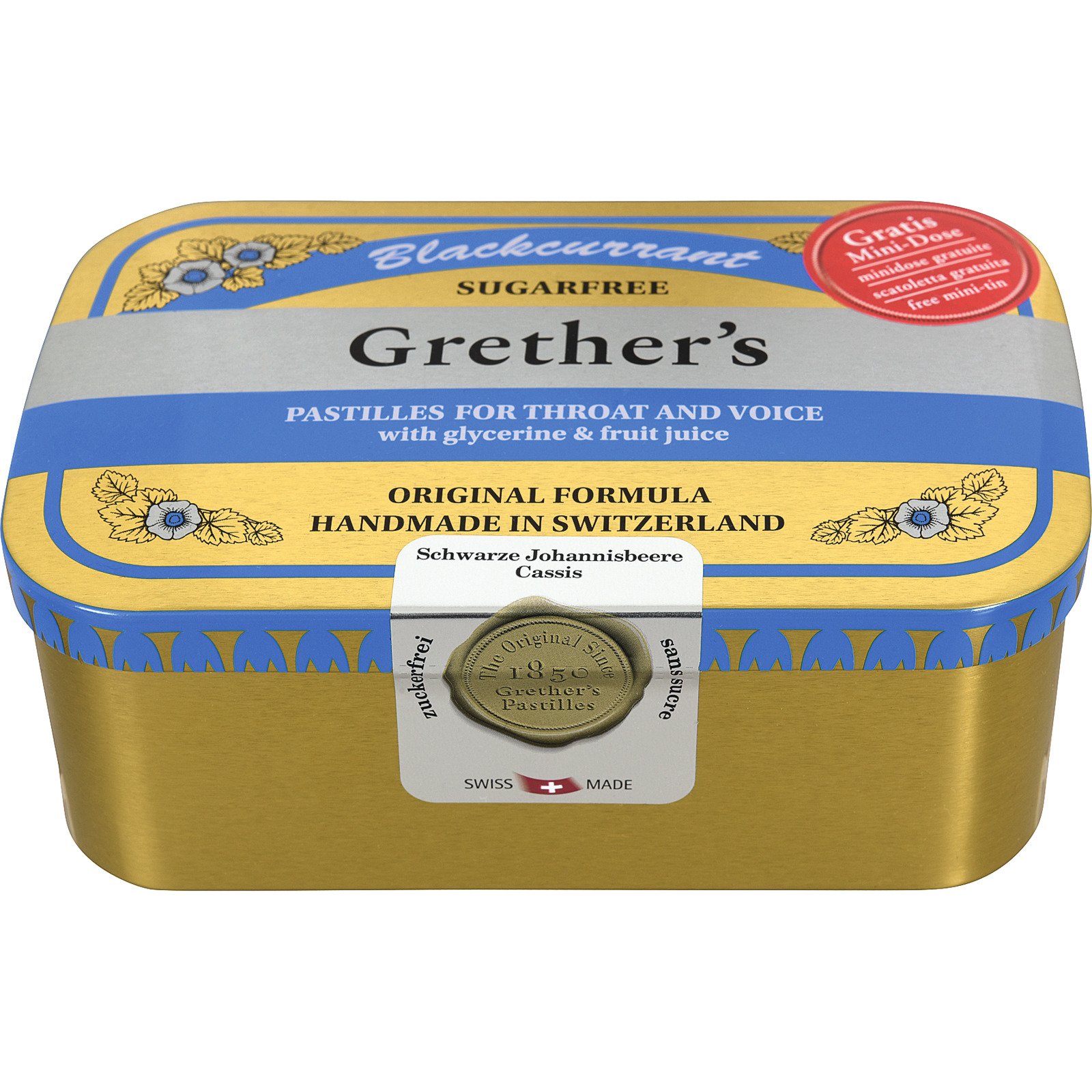 Grethers Blackcurrant ohne Zucker Pastillen 440g