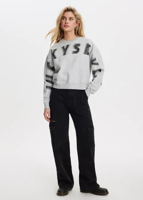 Cropped sweater met print grijs (GRS.MEL)