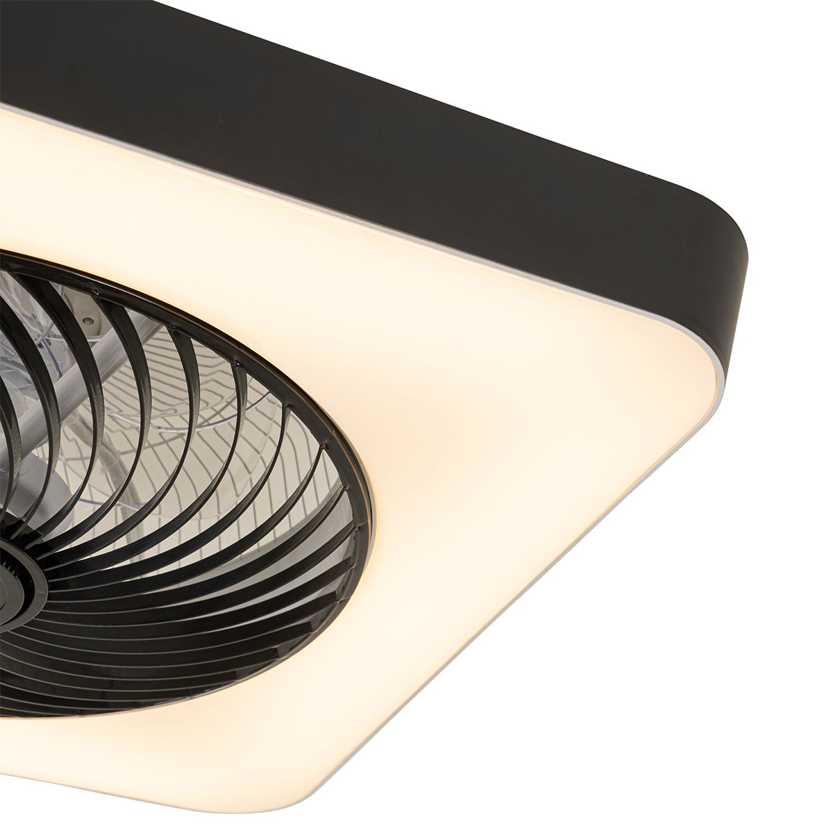 Smart plafondventilator vierkant zwart incl. LED dimbaar - Climo