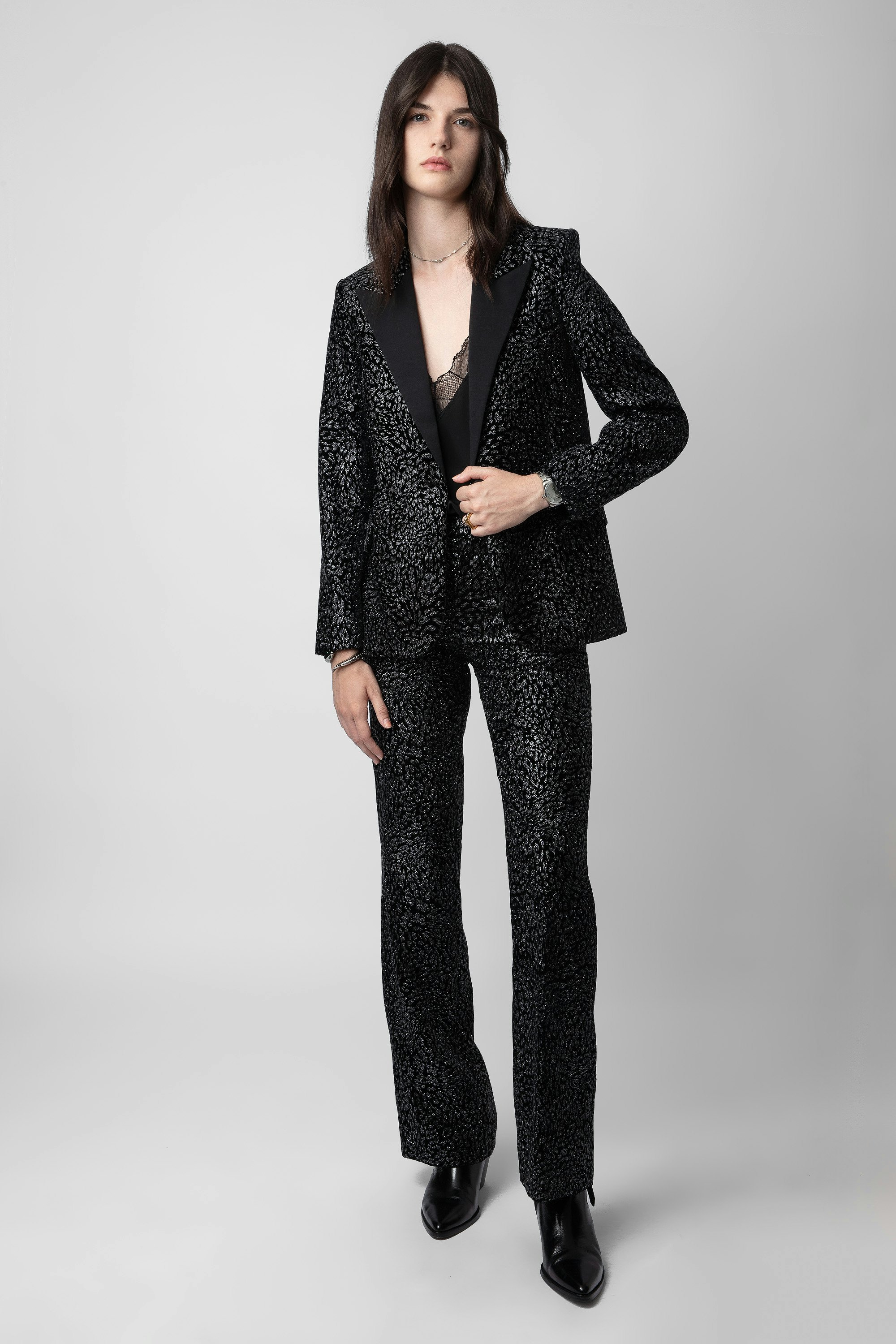 Pantalon Piston Velours Glitter