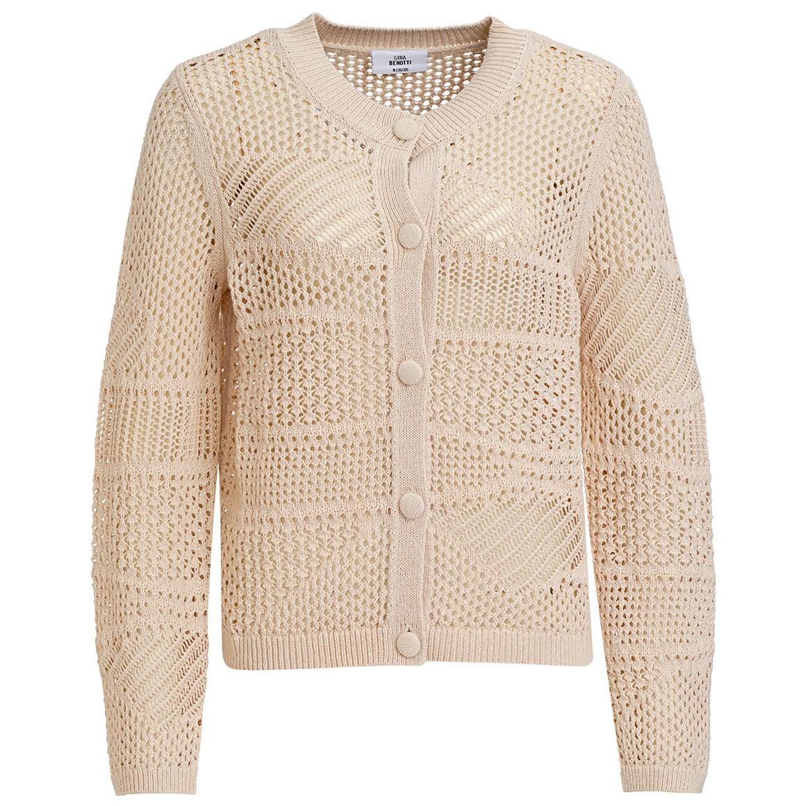 Gina Benotti Damen Strickjacke mit Ajourmuster beige