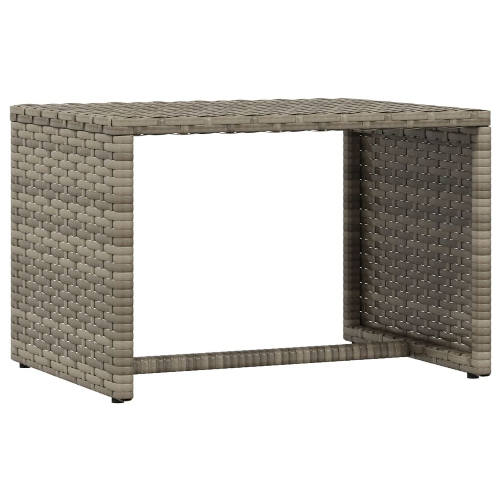 Transats chaise longue 2 pièces avec table gris résine tressée