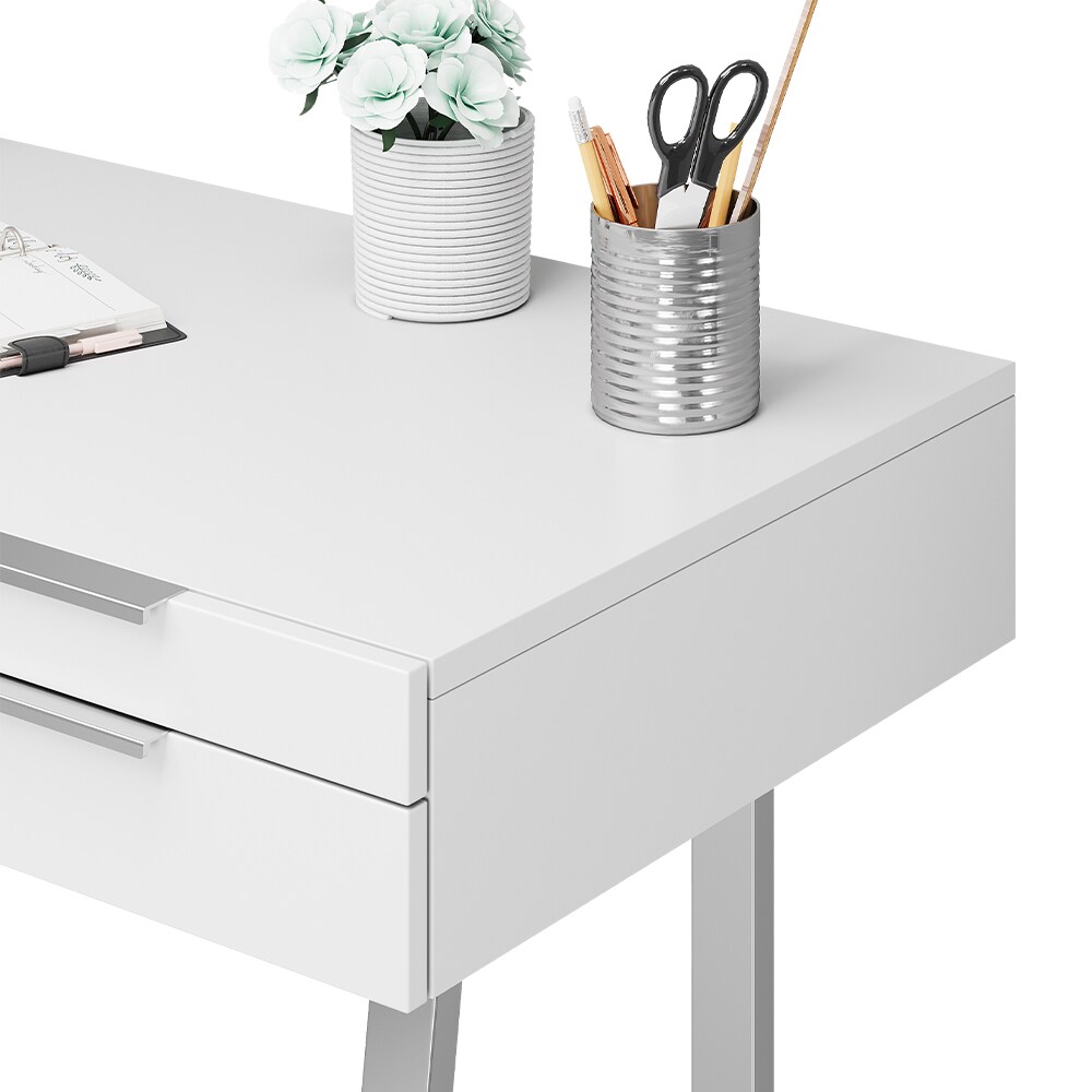 Oskar-Store Schreibtisch Alexia Weiß, 120 x 50 cm, Bürotisch mit Schubladen, modern