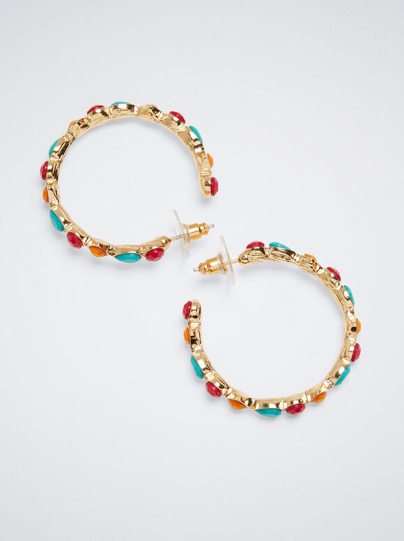 Pendientes Ouro Com Resina - Multicor