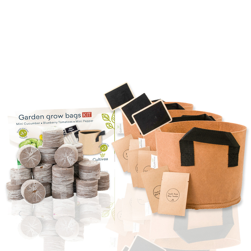 Kit sacs de culture bio* (concombre cocktail, tomate blueberry, mini poivron)