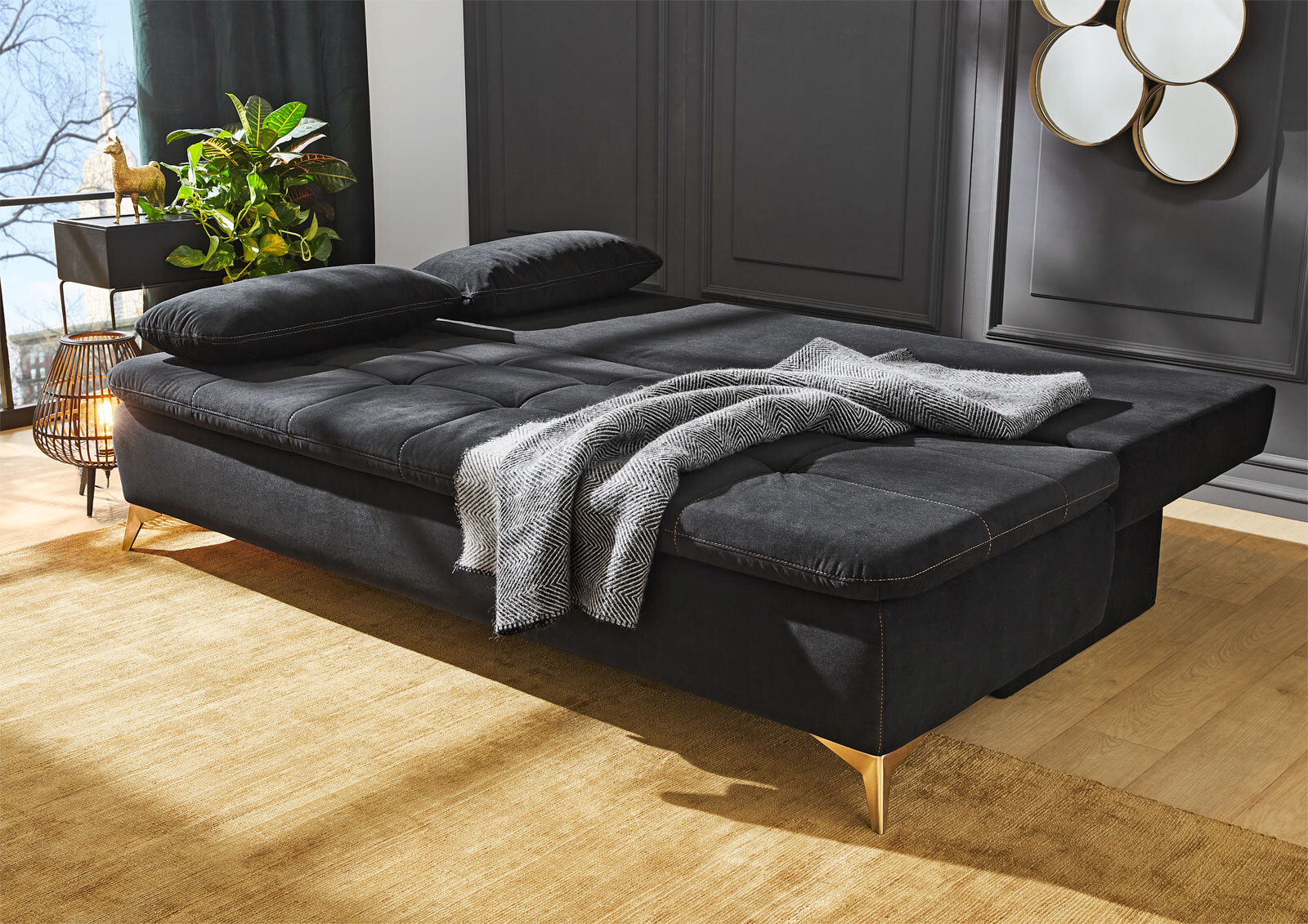 Schlafsofa Sarah 202 x 88 x 92 cm schwarz