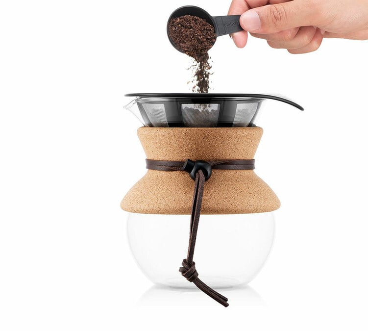 Cafetière manuelle Bodum avec filtre Pour Over liège et cuir - 4 tasses/50cl