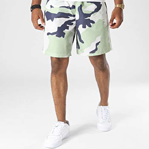 Short Jogging A Bandes Graphics HF4873 Beige Vert Clair Camouflage