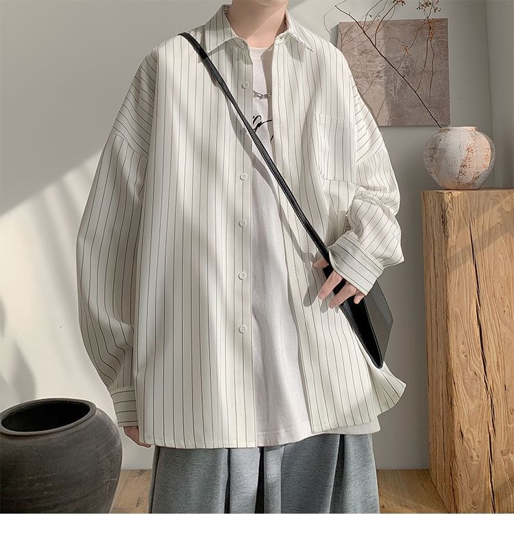 Savenne - Oversized overhemd met pofmouwen, gestreepte zakdetails