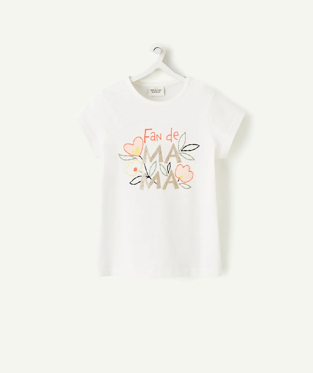 T-SHIRT BLANC BÉBÉ FILLE EN FIBRES RECYCLÉES IMPRIMÉ MAGIQUE MAMAN