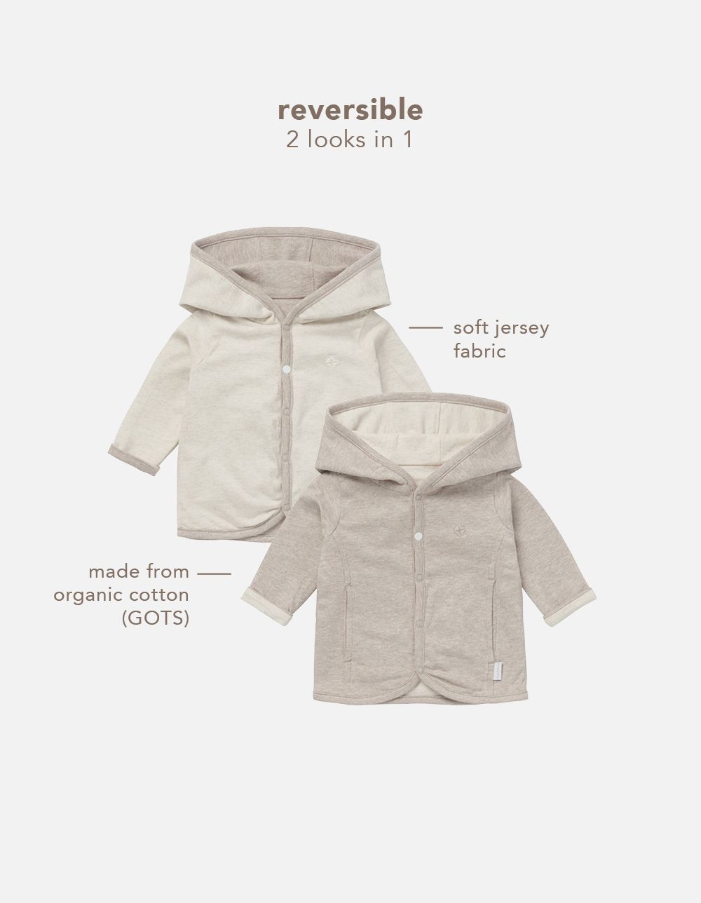 Noppies Newborn Vest Bonny - Reversible - Taupe Melange