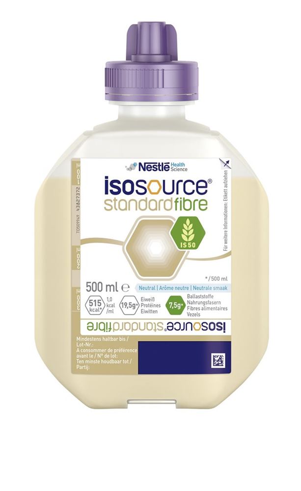 Isosource Standard Fibre<br>12 × 500 ml, SmartFlex, Emulsion zum Einnehmen, Neutral