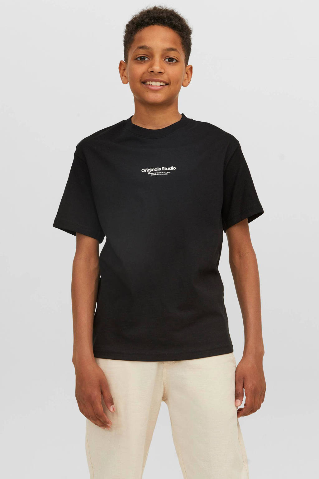 JACK & JONES T-shirt JORVESTERBRO met tekst zwart