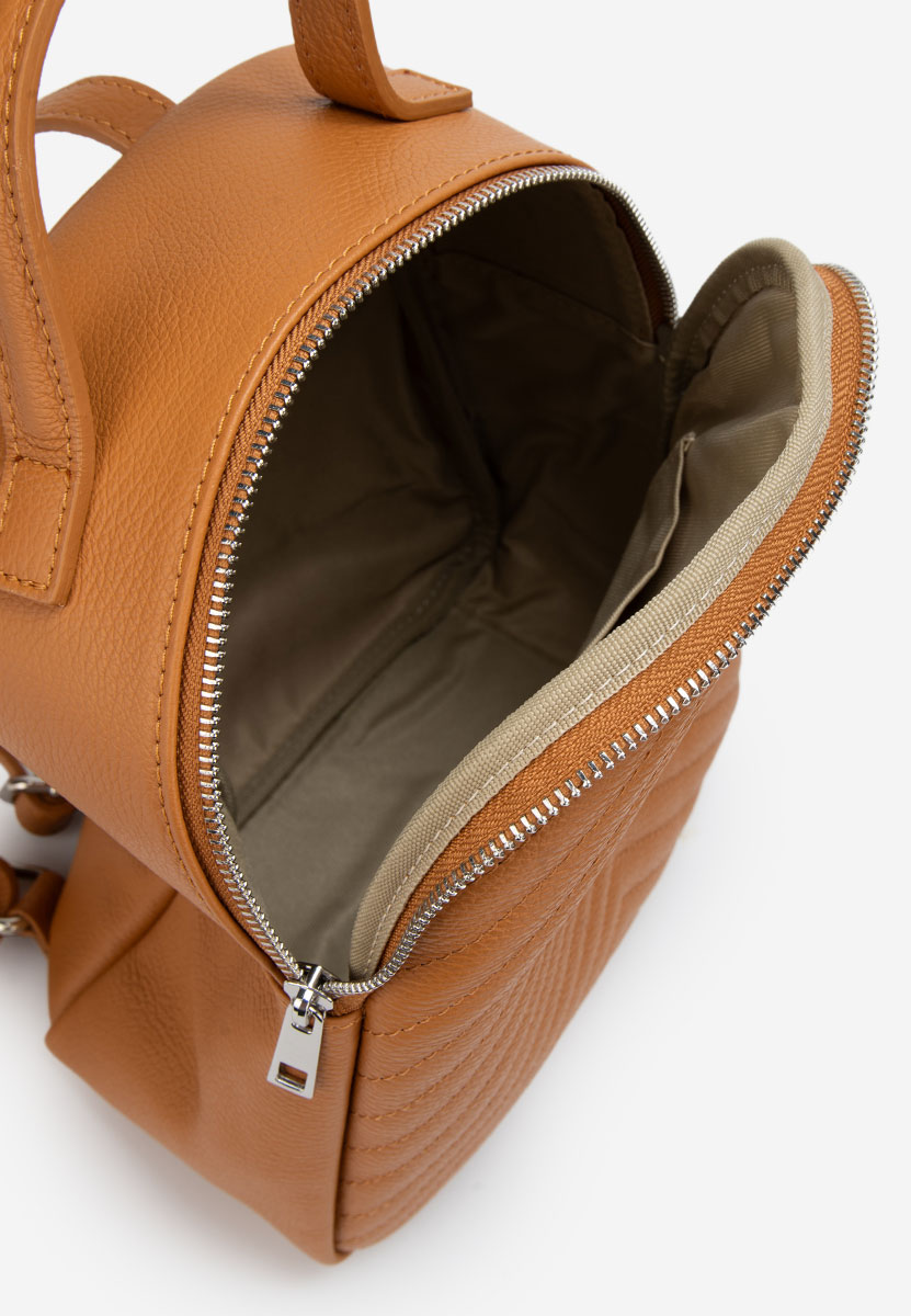 Sac à dos en cuir naturel chameau Miniola