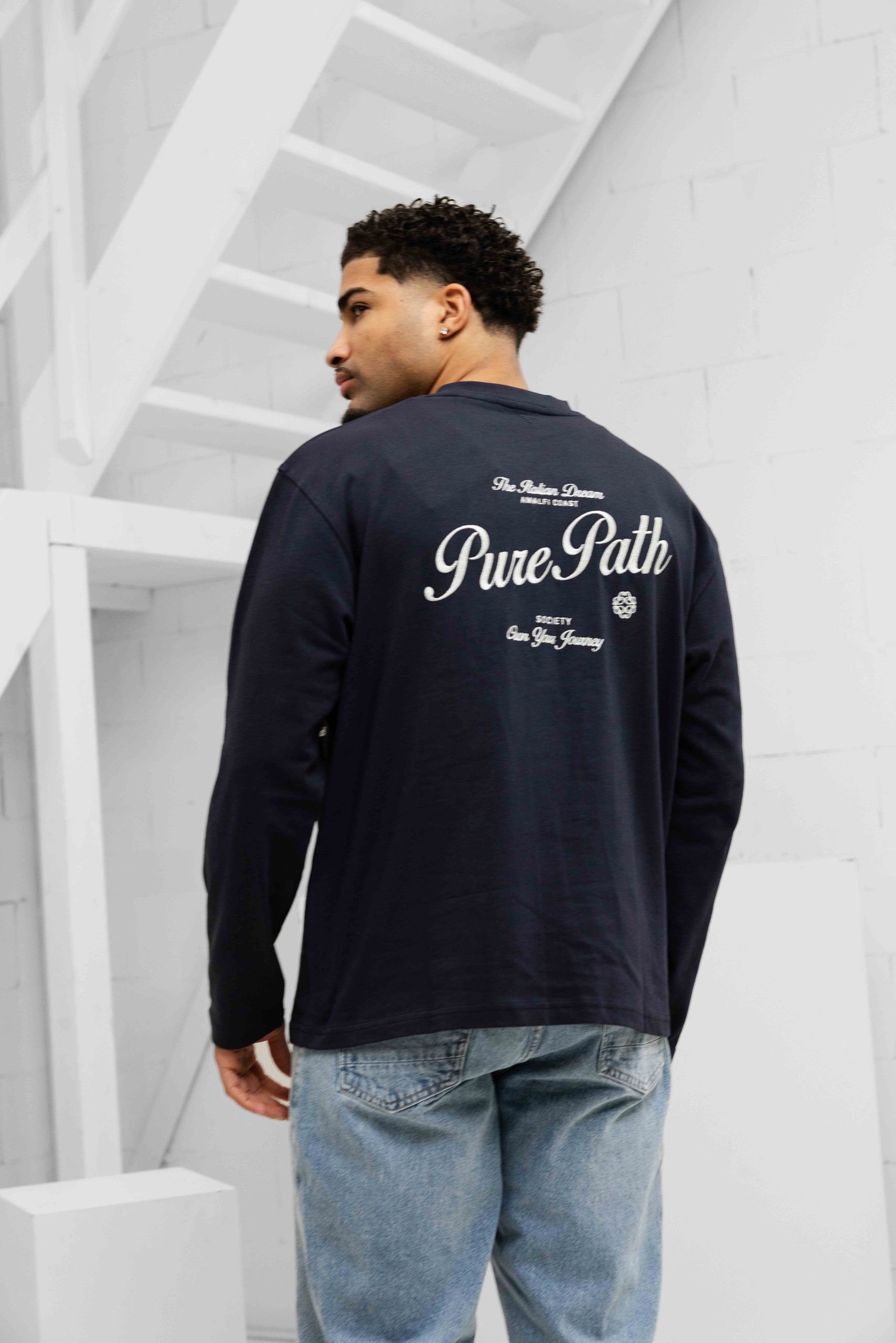 Pure Path Italian Dream Longsleeve T-Shirt Heren Donkerblauw