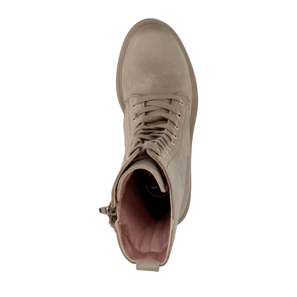 PS Poelman leren veterboots taupe
