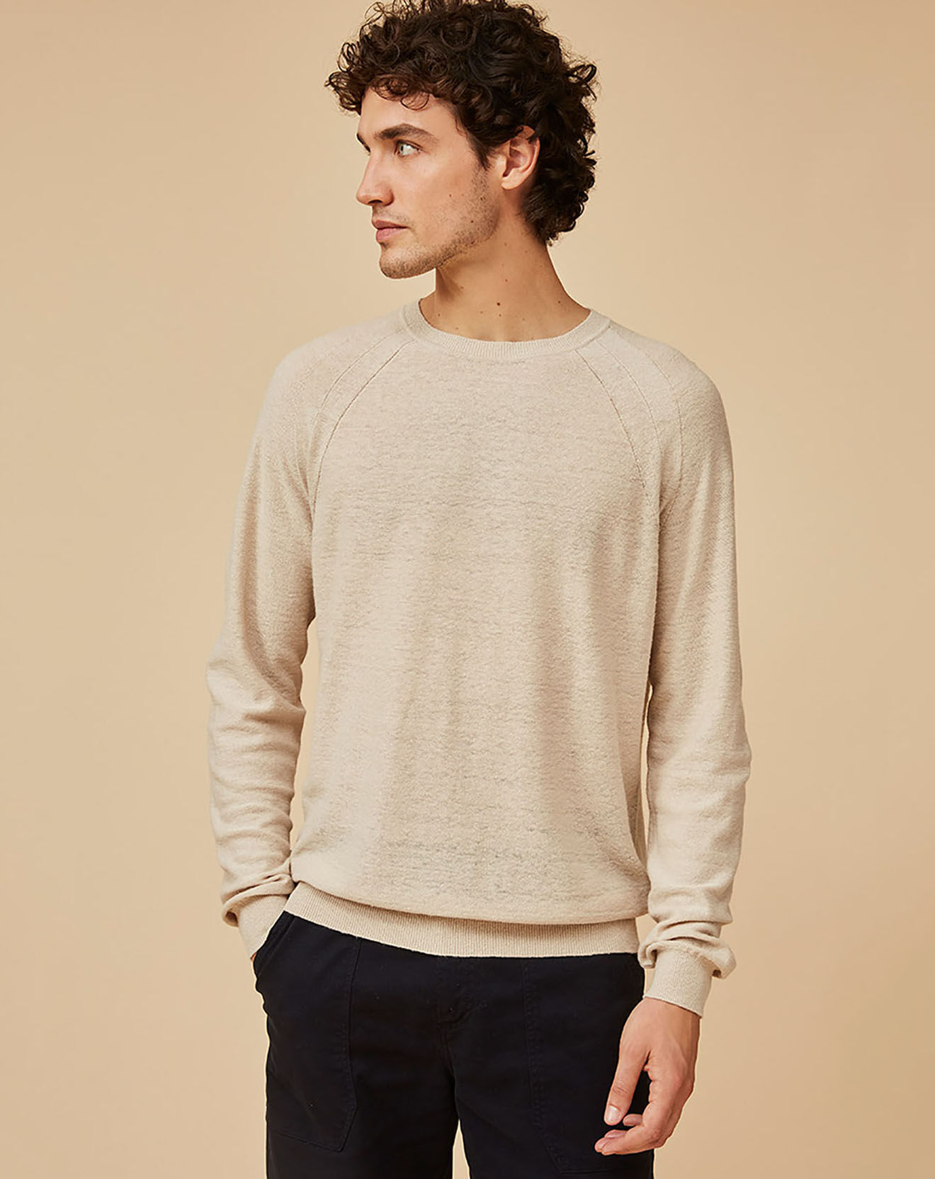 Harris Wilson Pull en Lin & Coton Macena beige