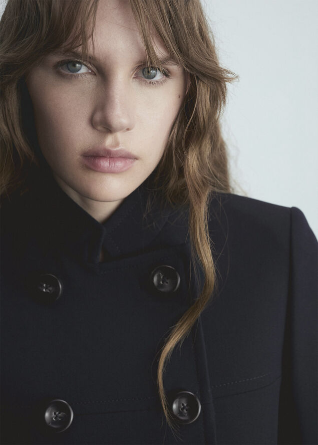 MANGO Double-breasted cropped jacket Navy