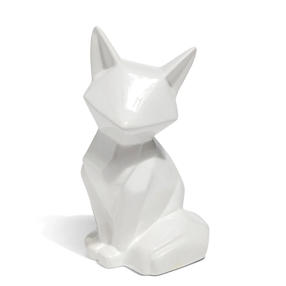 Tirelire renard origami en céramique blanc