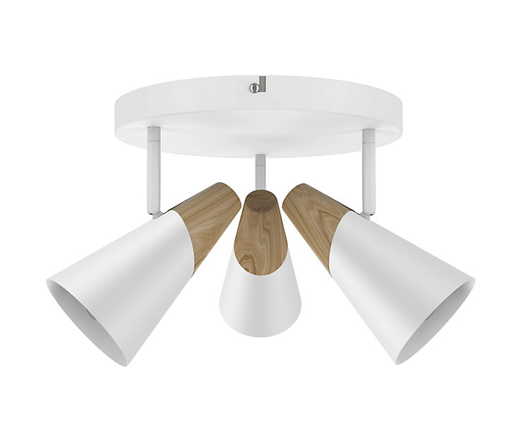 Plafonnier spot 3 lumières E14 5W GoodHome Arraqis blanc mat H.21 x Ø25 cm