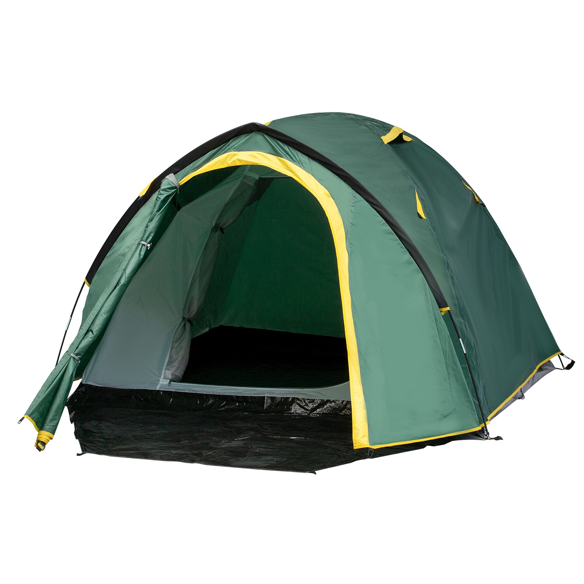 Outsunny Campingzelt für 3-4 Personen grün, gelb 325 x 183 x 130 cm (LxBxH)