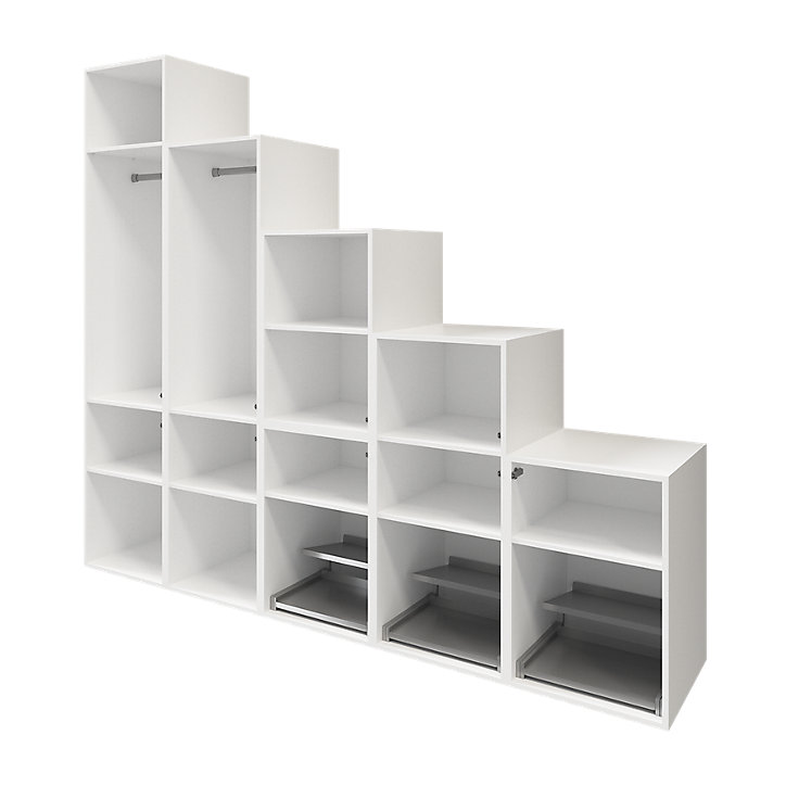 Ensemble d’armoires portes battantes sous pente et/ou comble blanches et anthracite brillant GoodHome Atomia H. 225 x L. 250 x P. 60 cm