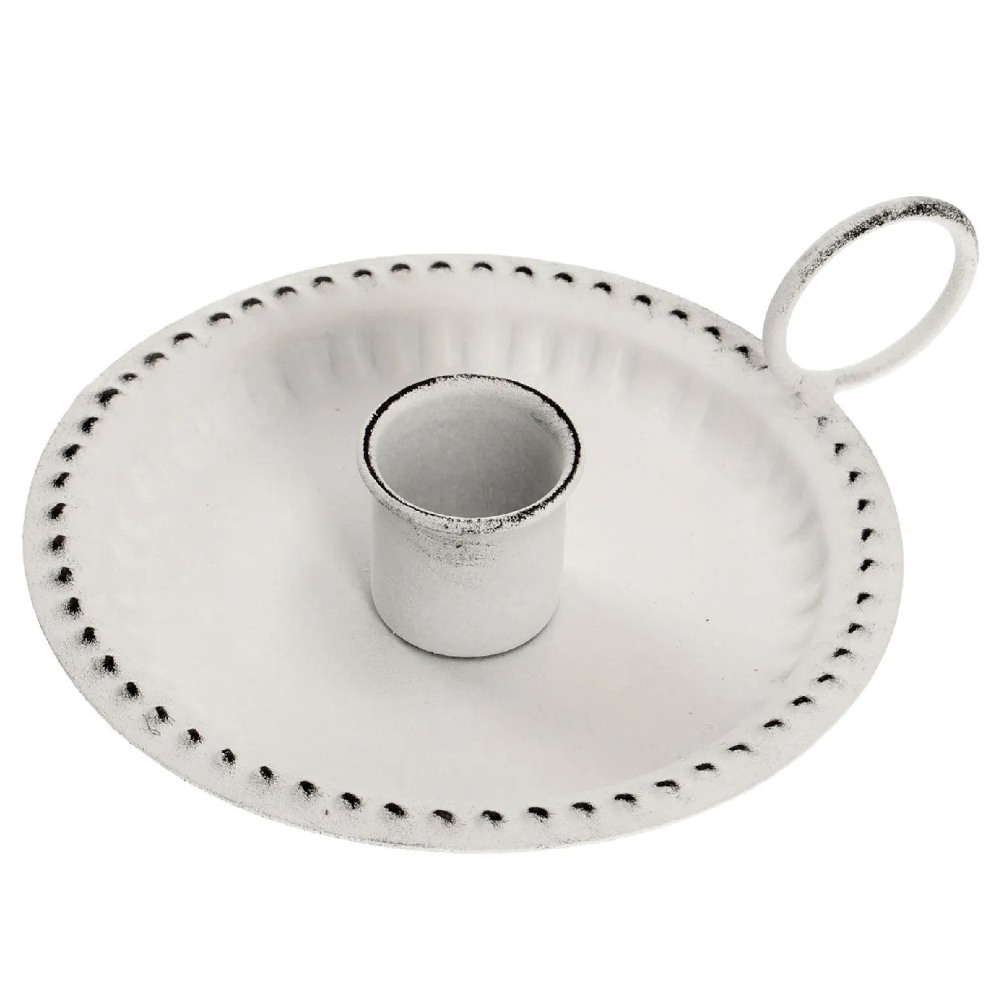 Kerzenständer Mini, Stabkerze, weiß, flach/Rillen