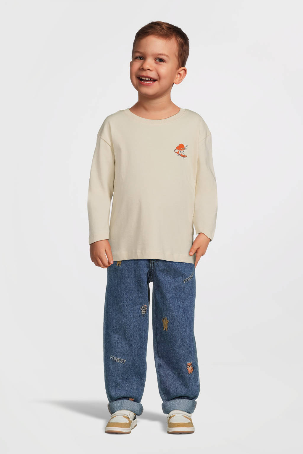 NAME IT longsleeve NMMOTIS met backprint ecru