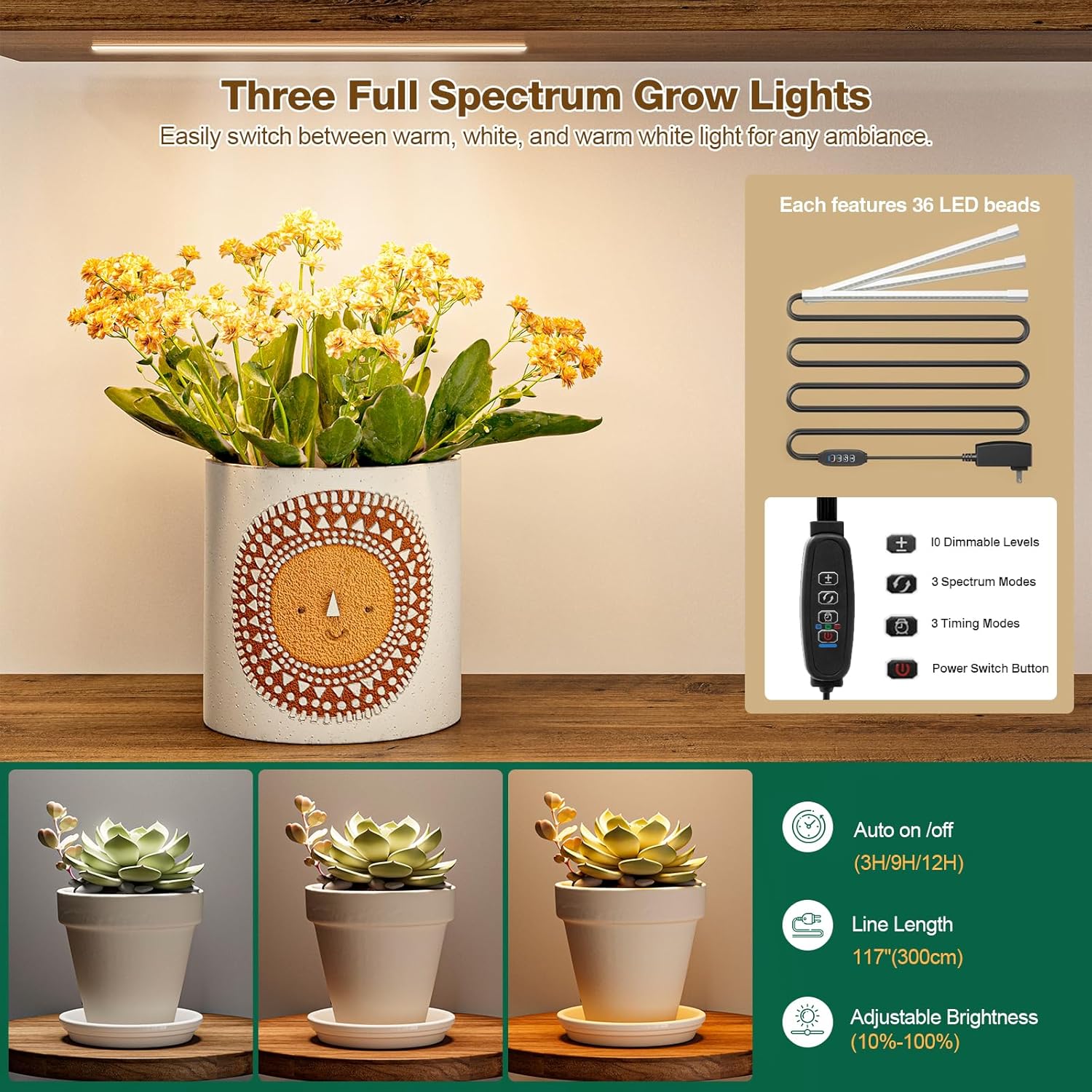 stufiges Pflanzenregal mit LED-Wachstumslichtern, 160 cm hohes Metallregal für Innenräume, platzsparender Eck-Blumenständer für 15–18 große Pflanzentöpfe – Braun