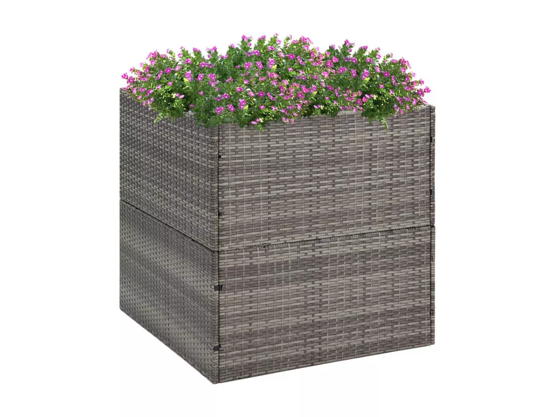Jardinière Gris 80x80x80 cm Résine tressée