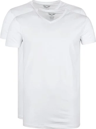 PME Legend Basic T-shirt 2-Pack V-Hals Wit PUW00230 kopen