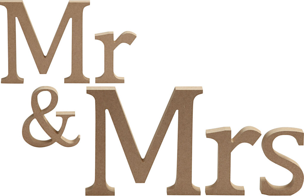 Bogstaver I Træ - Mr & Mrs - H 13 CM