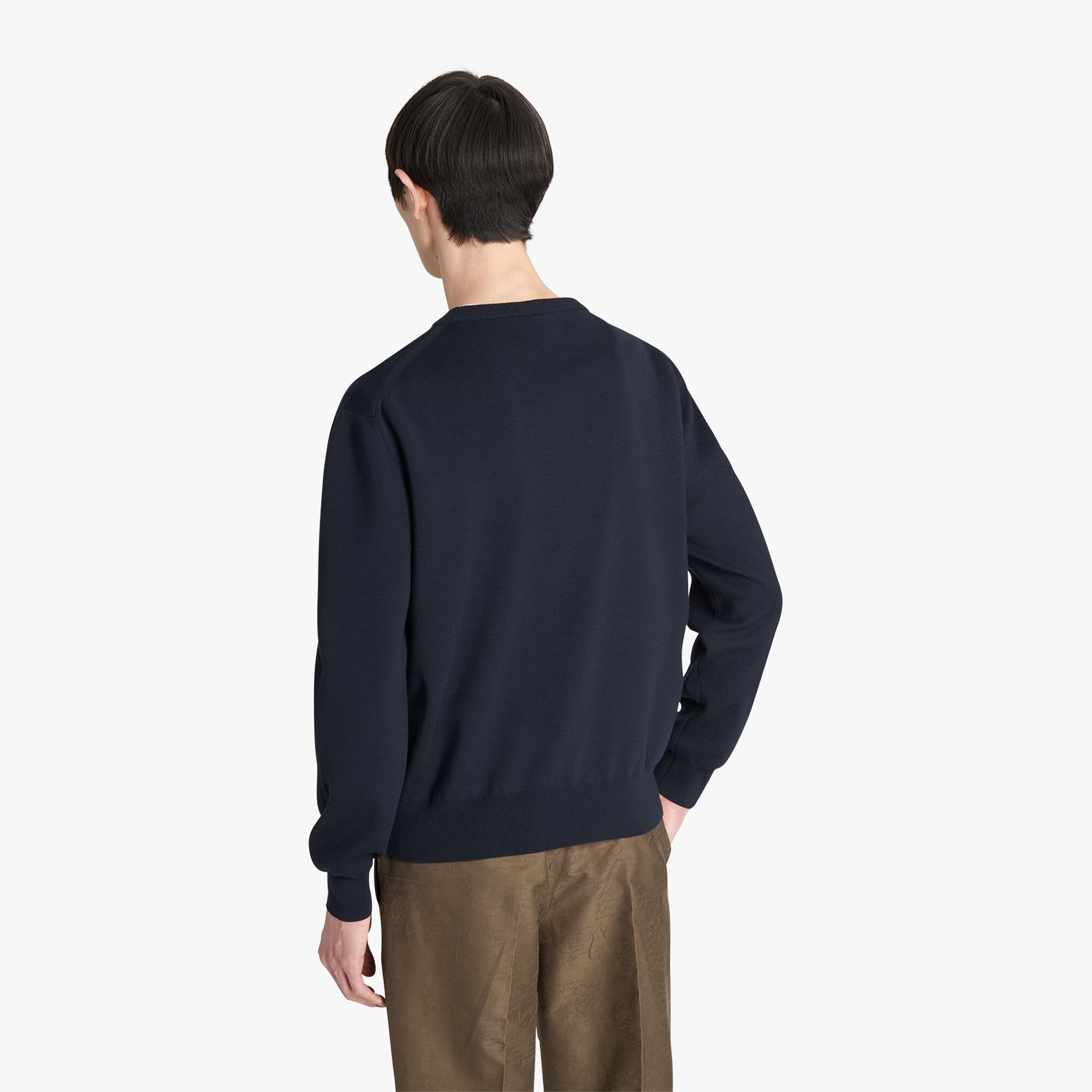 Pull En Laine Avec Details En Cuir