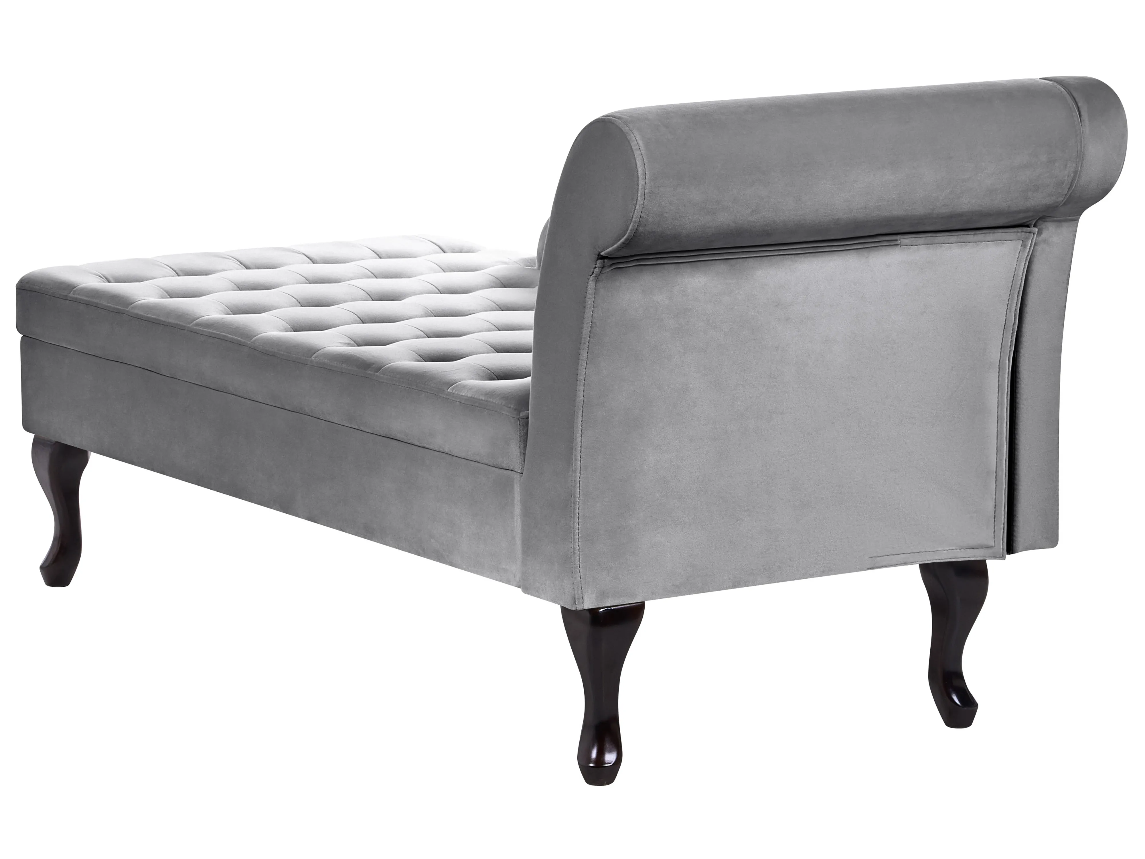 Rechtszijdige chaise longue PESSAC Fluweel Lichtgrijs met opbergruimte