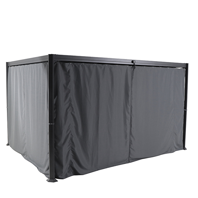 Pergola BELIZE Graphite + 1 kit de rideaux Ardoise