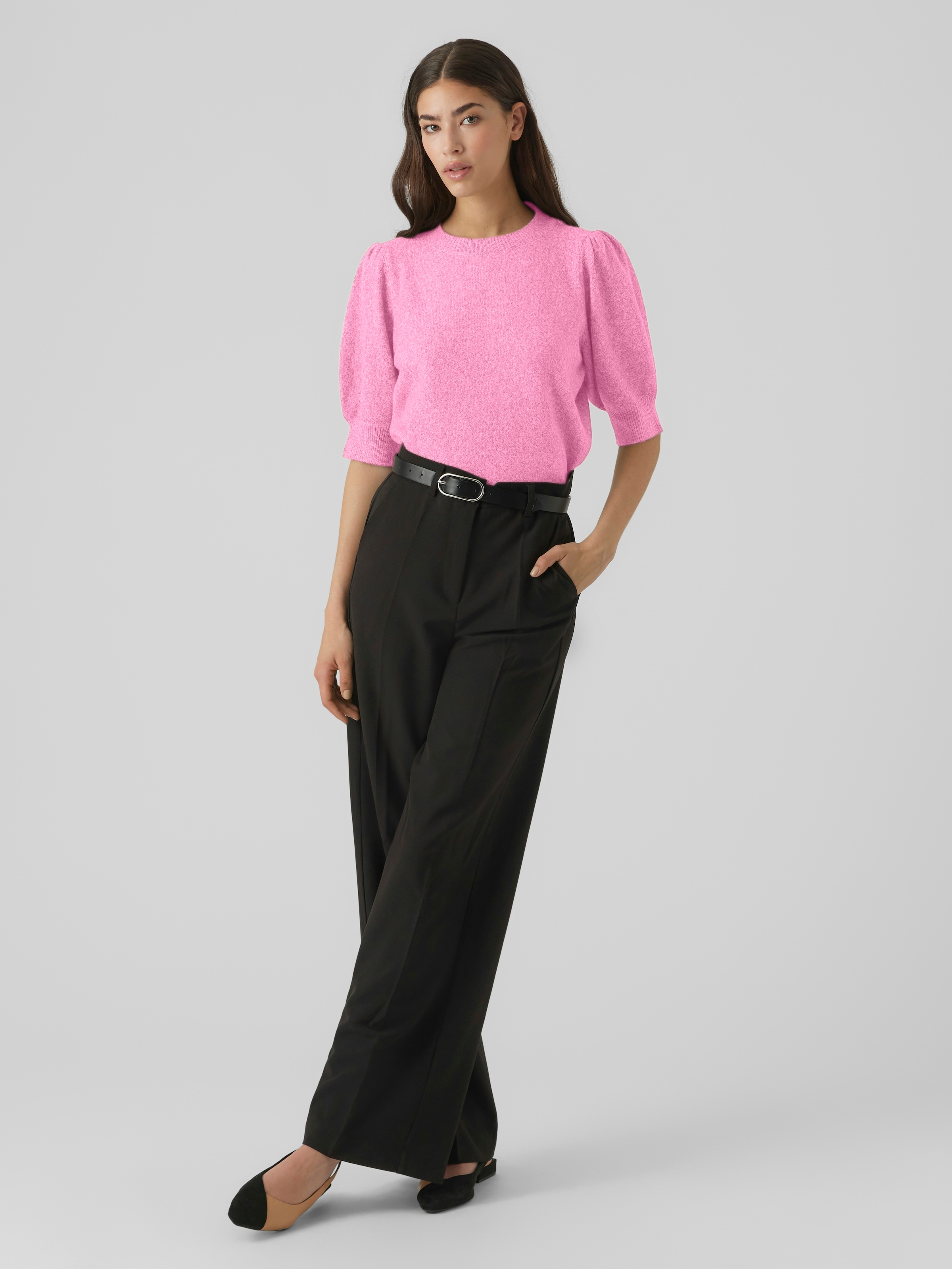 Vero Moda Rundhalspullover »VMDOFFY 2/4 O-NECK PULLOVER GA NOOS«, mit kurzen Puffärmeln