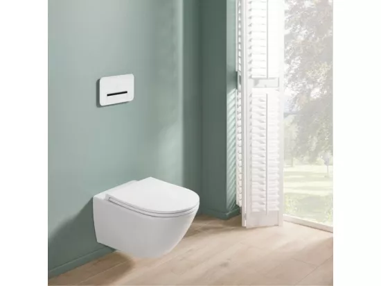 WC suspendu avec bride VILLEROY ET BOCH Universo TwistFlush blanc avec abattant