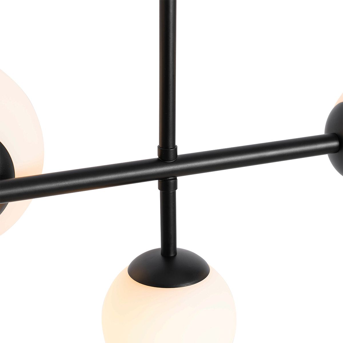 Moderne hanglamp zwart met mat glas 6-lichts - Monaco
