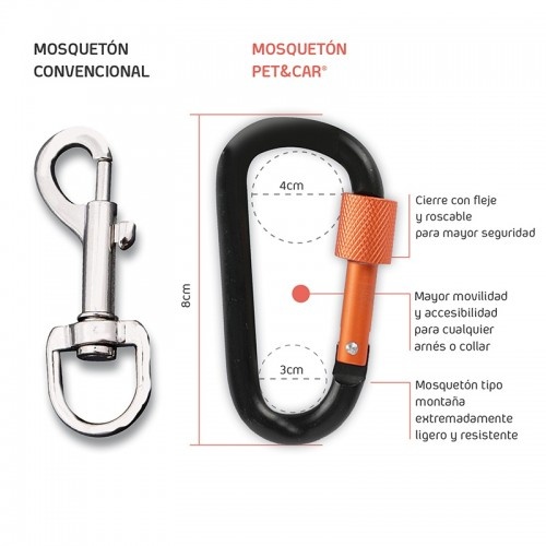 Cinto de segurança Foxtrot para cães de pequeno porte, laranja e preto.