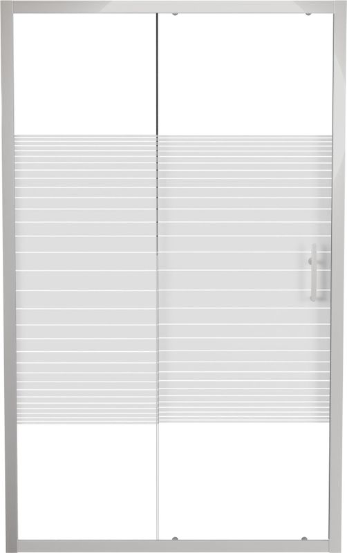 SanyOne - Anton - Douche Schuifdeur - 120 cm x 190 cm - Gestreept Glas - Glanzend Witte Profiel