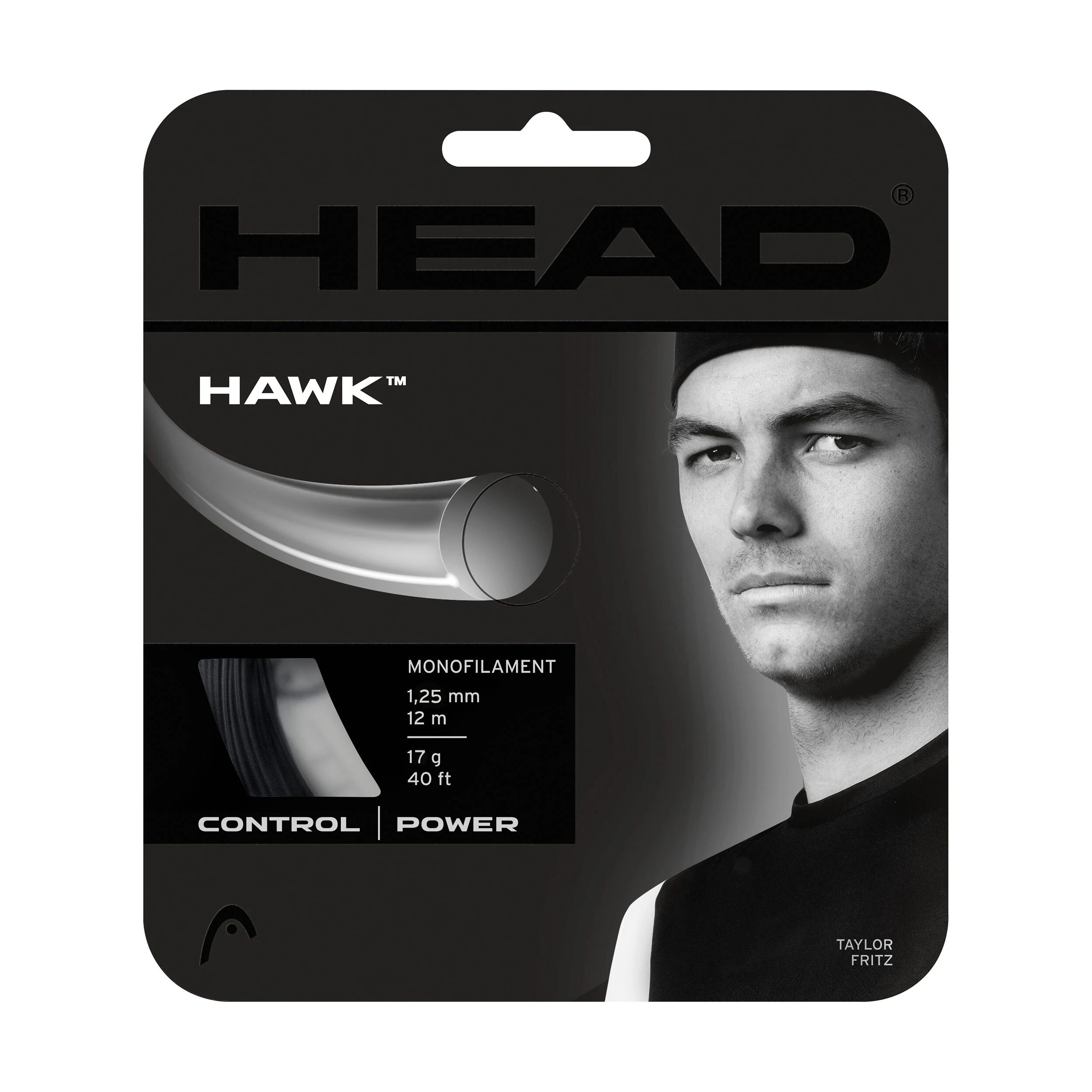 HEAD Hawk Cordage En Garniture 12m - Noir