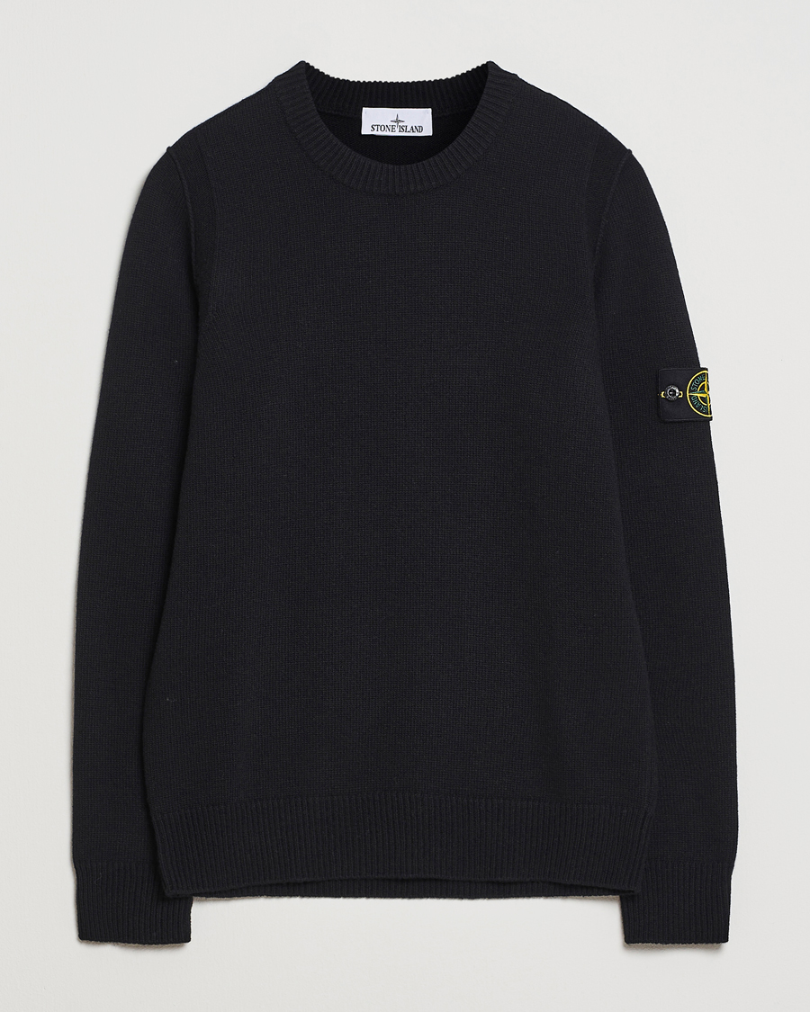 Stone Island Knitted Lambswool Crew Neck Black