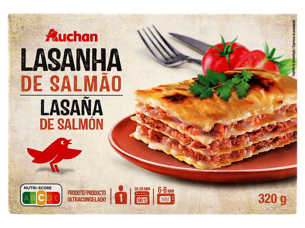 LASANHA DE SALMÃO AUCHAN ULTRACONGELADA 320G
