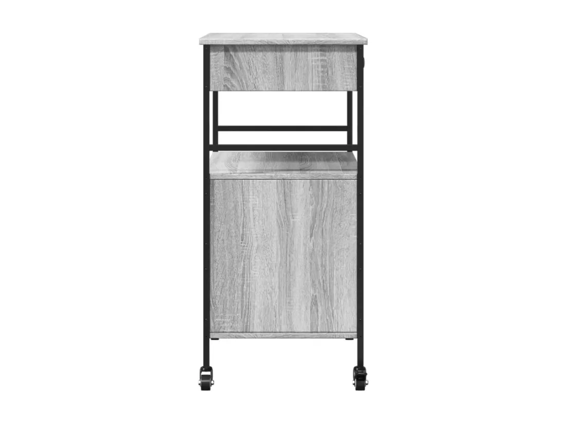 Chariot de cuisine sonoma gris 56x43x89,5 cm bois d'ingénierie